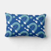 シンプルグリーンレインボーボーオンブルー | ランバークッション (裏面)