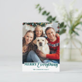 シンプルグリーンレッドカットオモダンリメリーージ シーズンポストカード (スタンド正面)