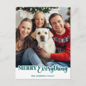 シンプルグリーンレッドカットオモダンリメリーージ シーズンポストカード (正面)