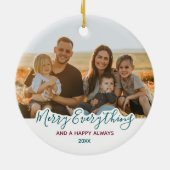 シンプルグリーンレッドトレンディー可愛いメリーすべて セラミックオーナメント (裏面)