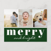 シンプルグリーン三カスタムつフォトクリスマス シーズンポストカード (正面)