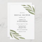 シンプルグリーン ブランチ ブライダルシャワー 招待状 (正面/裏面)