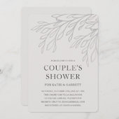 シンプルグレイエレガントラインアートカップルシャワー 招待状 (正面/裏面)