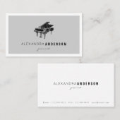 シンプルグレイヴィンテージピアノピアニストビジネスカード 名刺 (正面/裏面)