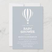 シンプルグレイ熱気球ベビーシャワー 招待状 (正面)