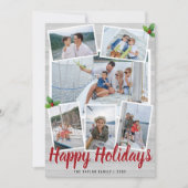シンプルグレイ素朴フォトコラージュハッピーホリデー シーズンカード (正面)