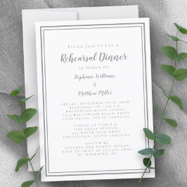 シンプルグレイ結婚ホワイトのリハーサル 招待状