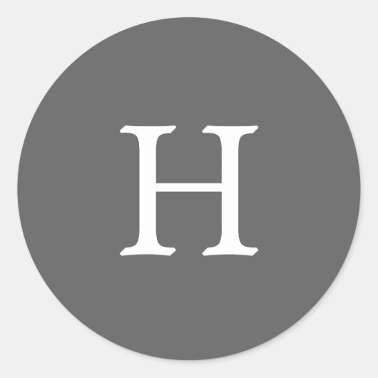 シンプルグレイ結婚モノグラム ラウンドシール (正面)