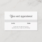 シンプルグレエレガントイホワイト美しいサロン 予約カード (正面)