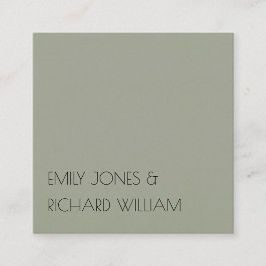 シンプルグレエレガントータイポグラフィ結婚ズ スクエア名刺 (正面)