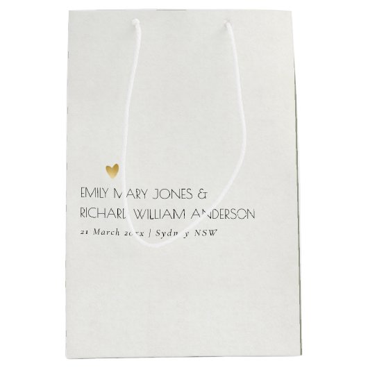 シンプルグレエレガントータイポグラフィ結婚文字のみ ミディアムペーパーバッグ (正面)