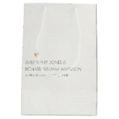 シンプルグレエレガントータイポグラフィ結婚文字のみ ミディアムペーパーバッグ (裏面)