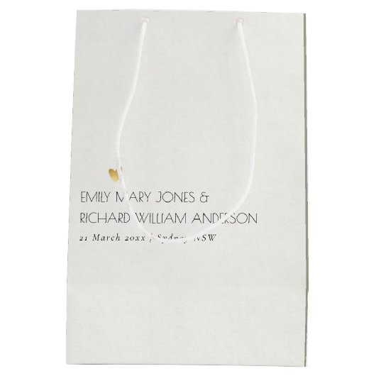 シンプルグレエレガントータイポグラフィ結婚文字のみ ミディアムペーパーバッグ (裏面)