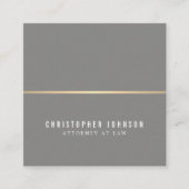 シンプルグレエレガントーフェイク金ゴールド線弁護士 スクエア名刺 (正面)