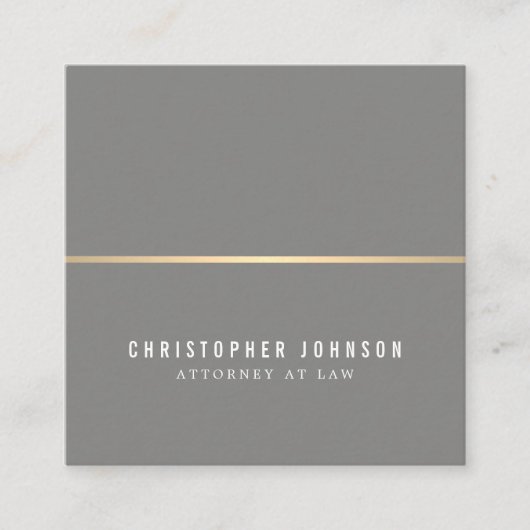 シンプルグレエレガントーフェイク金ゴールド線弁護士 スクエア名刺 (正面)