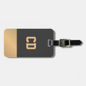 シンプルグレエレガントー金ゴールドモノグラム ラゲッジタグ (正面横)