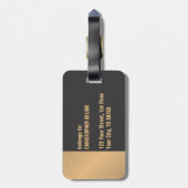 シンプルグレエレガントー金ゴールドモノグラム ラゲッジタグ (裏面縦)