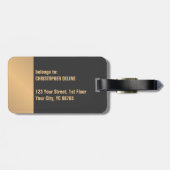 シンプルグレエレガントー金ゴールドモノグラム ラゲッジタグ (裏面横)