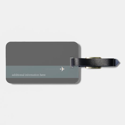 シンプルグレパーソナライズされたイエレガントバッグ旅行 ラゲッジタグ (裏面横)
