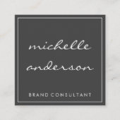 シンプルグレーとピンク白縁ど スクエア名刺 (正面)