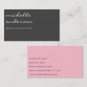 シンプルグレーとピンク白縁ど 名刺 (正面/裏面)