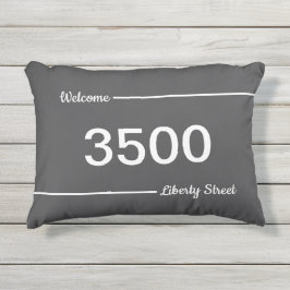 シンプルグレーとホワイト通りアドレスハウス番号 アウトドアクッション