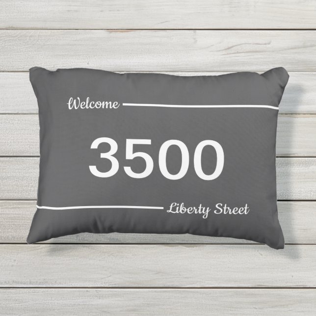 シンプルグレーとホワイト通りアドレスハウス番号 アウトドアクッション (裏面)