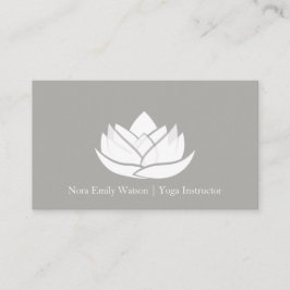 シンプルグレーと白ロータスフラワー名刺 名刺