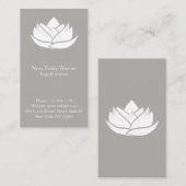 シンプルグレーと白ロータスフラワー名刺 名刺 (正面/裏面)