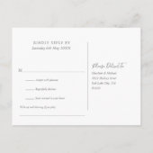 シンプルグレーエレガントシグネチャースクリプトRSVP インビテーションポストカード (裏面)