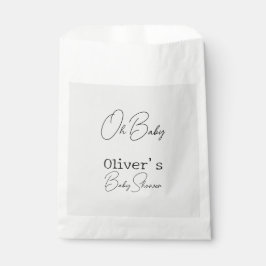 シンプルグレーエレガント書道赤ちゃんシャワー フェイバーバッグ