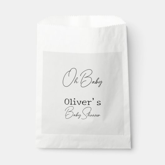 シンプルグレーエレガント書道赤ちゃんシャワー フェイバーバッグ (正面)
