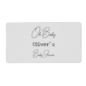 シンプルグレーエレガント書道赤ちゃんシャワー ラベル (正面)