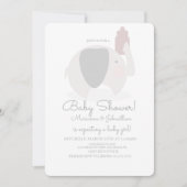 シンプルグレーエレファントサファリベイビーシャワー 招待状 (正面)