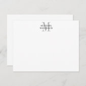 シンプルグレーブラックモノグラムフラットノートカード ノートカード (正面/裏面)