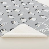 シンプルグレーペンギン冬のベビーシャワー シェルパブランケット (3/4)