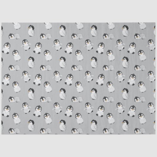 シンプルグレーペンギン冬のベビーシャワー 薄葉紙 (正面)