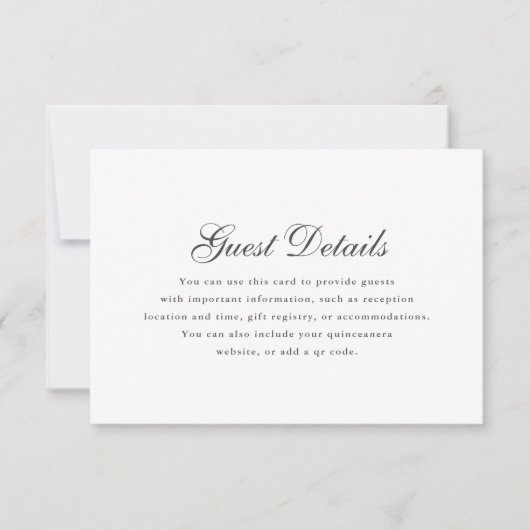 シンプルグレーホワイトカリグラフィーキンセアニェラ詳細 出欠カード (正面)