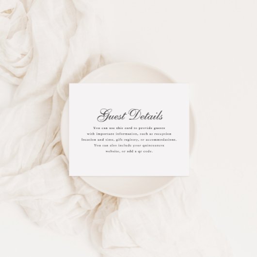 シンプルグレーホワイトカリグラフィーキンセアニェラ詳細 出欠カード