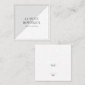 シンプルグレーホワイトファッション衣料品シック価格ラベル スクエア名刺 (正面/裏面)