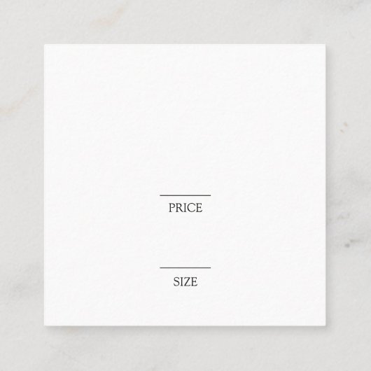 シンプルグレーホワイトファッション衣料品シック価格ラベル スクエア名刺 (裏面)