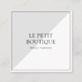 シンプルグレーホワイトファッション衣料品シック価格ラベル スクエア名刺 (正面)