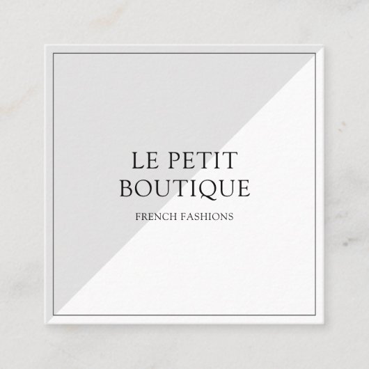 シンプルグレーホワイトファッション衣料品シック価格ラベル スクエア名刺 (正面)