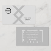シンプルグレーミニマルビジネスカードデザイン 名刺 (正面/裏面)