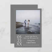 シンプルグレーモダンミニマリスト結婚写真 セーブザデート (正面/裏面)