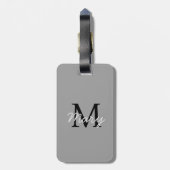 シンプルグレーモノグラム名前をカスタムする ラゲッジタグ (裏面縦)