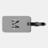 シンプルグレーモノグラム名前をカスタムする ラゲッジタグ (裏面横)