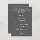 シンプルグレーユーカリプトゥスラインア結婚ート 出欠カード (正面/裏面)