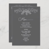 シンプルグレーラインアートユーカリ結婚ス メニュー (正面/裏面)