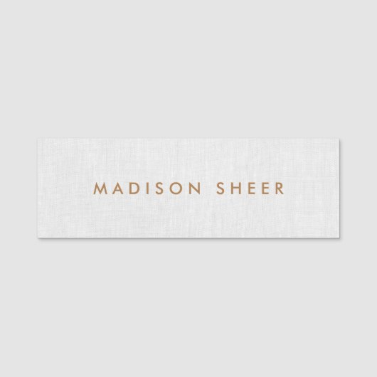 シンプルグレーリネンプロフェッショナルスタッフ 名札 (正面)